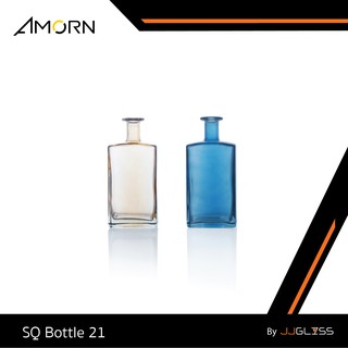 JJGLASS - ( AMORN ) SQ Bottle 21 - แจกันทรงขวด แฮนด์เมด สำหรับแต่งบ้านสวยๆ