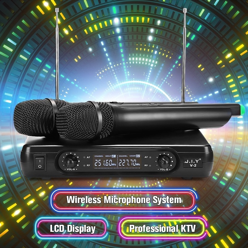 2 Channel Wireless Microphone High Stability LCD Display Handheld Wireless Microphone System singing frequency 100HZ-20K