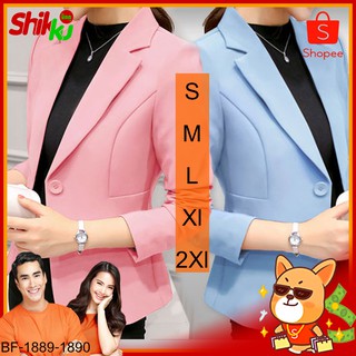 S M L XL 2XL เสื้อสูทผู้หญิงแขนยาวสีฟ้า สีชมพู แบบสวยหรู เสื้อสูททำงานผู้หญิง เสื้อสูทสีฟ้า เสื้อสูทแขนยาว เสื้อสูทชมพู