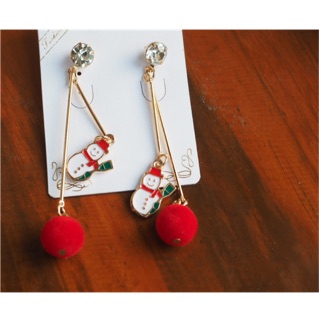 ต่างหูคริสมาส snowman x red ball | Christmas earrings