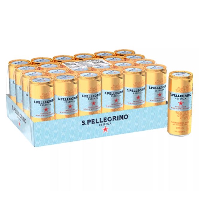 พร้อมส่ง San Pellegrino Essenza Tangerine & Wild Strawberry 330ml น้ำแร่อัดแก๊สธรรมชาติ รสส้มและสตรอเบอร์รี่ 24 กระป๋อง