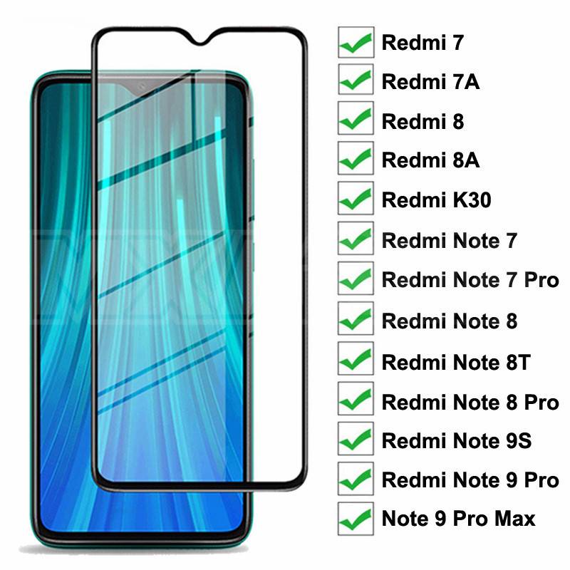 9D ป้องกันสําหรับ Xiaomi Redmi 8 8A 7 7A K30 กระจกนิรภัยป้องกันหน้าจอ Redmi หมายเหตุ 7 8 8T 9S 9 Pro