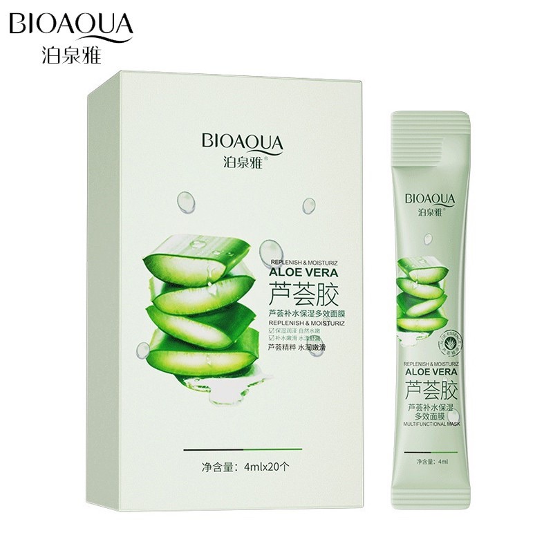 สลีปปิ้งมาส์ก มาส์กหน้าขาวใส BIOAQUA *แบบกล่อง* บรรจุ 20 ซอง *สูตรว่านหางจระเข้* ผิวเนียนนุ่ม กระชับ หน้า ขาว เนียนใส