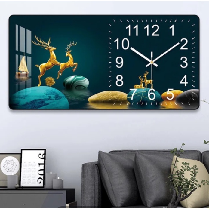 🍭สินค้าพร้อมส่ง🍭2021 ภาพวาดตกแต่งนาฬิกานาฬิกาแขวนห้องนั่งเล่น home light หรูหราแฟชั่นสร้างสรรค์นาฬิกาผนัง mute ควอตซ์ cl