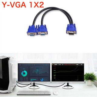 ราคาสาย y vga Splitter cable 1ออก2 จอ ， 1 computer to 2 monitor （3+6 cable） black