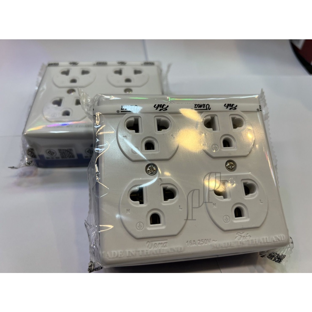 VENA วีน่า ปลั๊กกราวด์คู่ เต้ารับ2ที่ 3ที่ 4ที่ มีกราวด์ เมจิ ซีรีส์ ยึดติดผนัง รุ่นเก่า MR1632 GR16