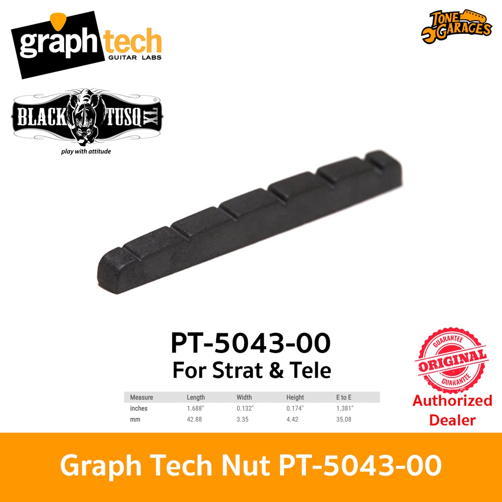 Graph Tech Black TUSQ XL PT-5043-00 Flat Bottom Nut 43mm for Strat & Tele นัทกีต้าร์