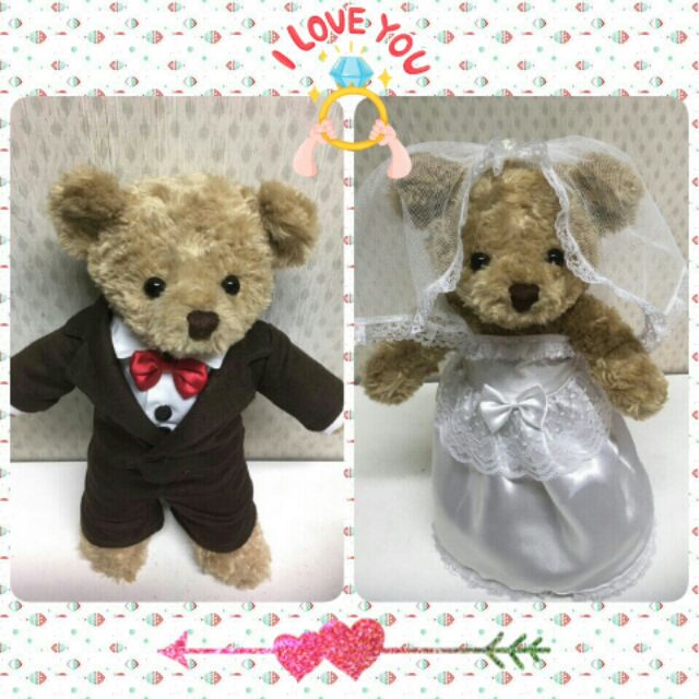 (ส่งฟรี)ตุ๊กตาหมีTeddy Bear ในชุดแต่งงาน (คู่ละ1,390บาท)