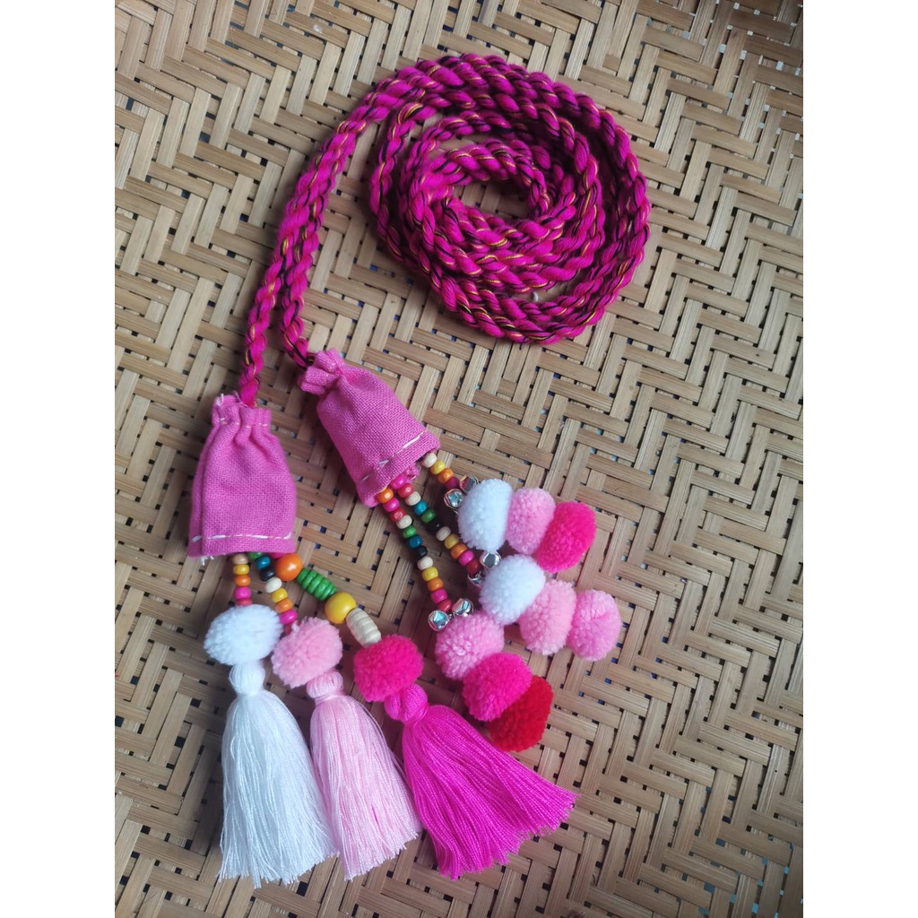 สายรัดผ้าซิ่น​🌺สายรัดผ้าถุง​ ปอมปอม+พู่