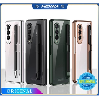 [Hexna] 2 IN 1 Samsung Galaxy เคสกระจกนิรภัยใส สําหรับ Samsung Galaxy Z Fold 3 ที่ใส่ซ็อกเก็ต ฝาครอบกระเป๋า พร้อมช่องใส่ปากกา S