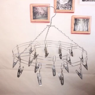 OMUDA_SHOP ที่หนีบผ้าราวหนีบผ้าสแตนเลสแบบกลม 20 ตัวหนีบ