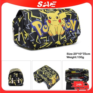 pokemon pikachu กระเป๋าดินสอ ลายการ์ตูนกระเป๋าปากกากระเป๋าเครื่องเขียนกระเป๋าใส่ดินสอปากกา