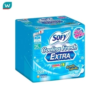 Sofy โซฟี คูลลิ่ง เฟรช เอ็กซ์ตร้า ซูเปอร์สลิม 0.1 กลางวัน มีปีก 25 ซม. 12 ชิ้น