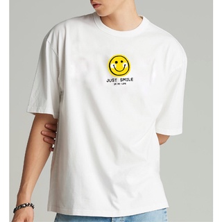 เสื้อยืด มินิมอล JUST SMILE ผ้าCOTTON100% พร้อมส่ง