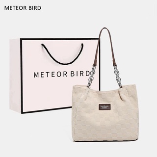 Meteor BIRD กระเป๋าสะพายไหล่ กระเป๋าถือ ผ้าแคนวาส ทรงโท้ท จุของได้เยอะ แฟชั่นสําหรับสตรี