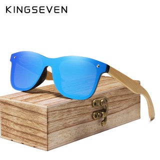 KINGSEVEN แบรนด์วัดไผ่แว่นกันแดด Polarized ผู้ชายคลาสสิกสแควร์แว่นตาแฟชั่นย้อนยุค แว่นตากันแดดผู้หญิง