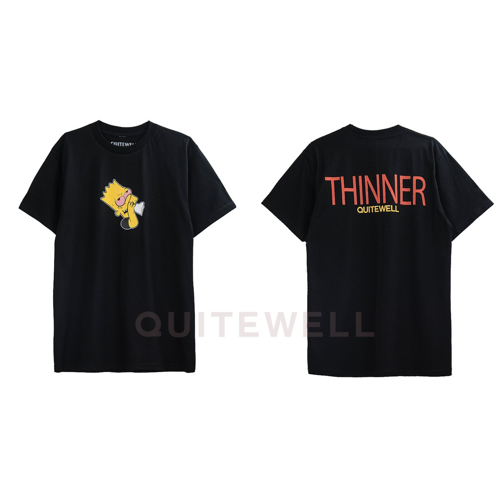 QUITEWELL เสื้อยืดแขนสั้น 69-1 THINNER BLACK เสื้อผู้ชาย Oversize สกรีนลาย สีดำ วินเทจ
