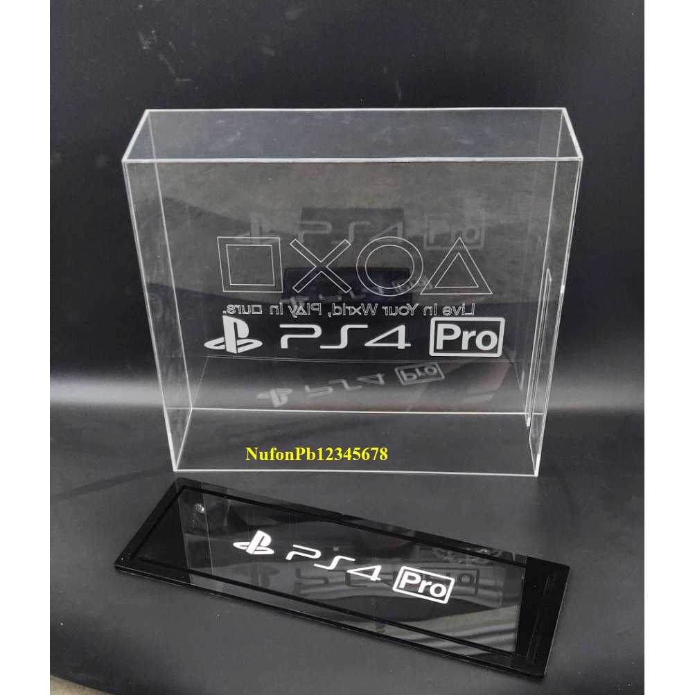 เครื่องเกม☃กล่องครอบเครื่อง Playstation 4 Pro สำหรับกันฝุ่นพร้อมฐานสีดำ