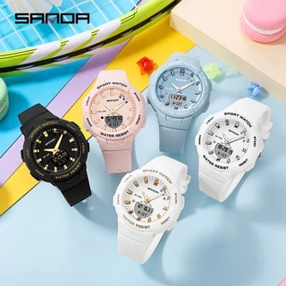 SANDA นาฬิกาข้อมือดิจิทัล กันน้ำ หรูหรา อเนกประสงค์ สำหรับผู้หญิง