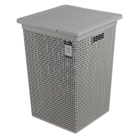 ตะกร้า ตะกร้าผ้าเหลี่ยมสูงมีฝา DKW HH-1110 เทา ตะกร้าเสื้อผ้า