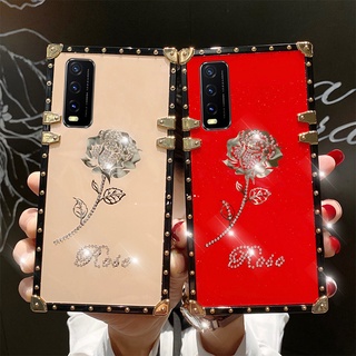 Yyn เคสโทรศัพท์มือถือ กันกระแทก ลายดอกกุหลาบ ประดับเพชร สําหรับ Vivo Y20 Y20i Y17 Y3 V17 Y9S S1 pro