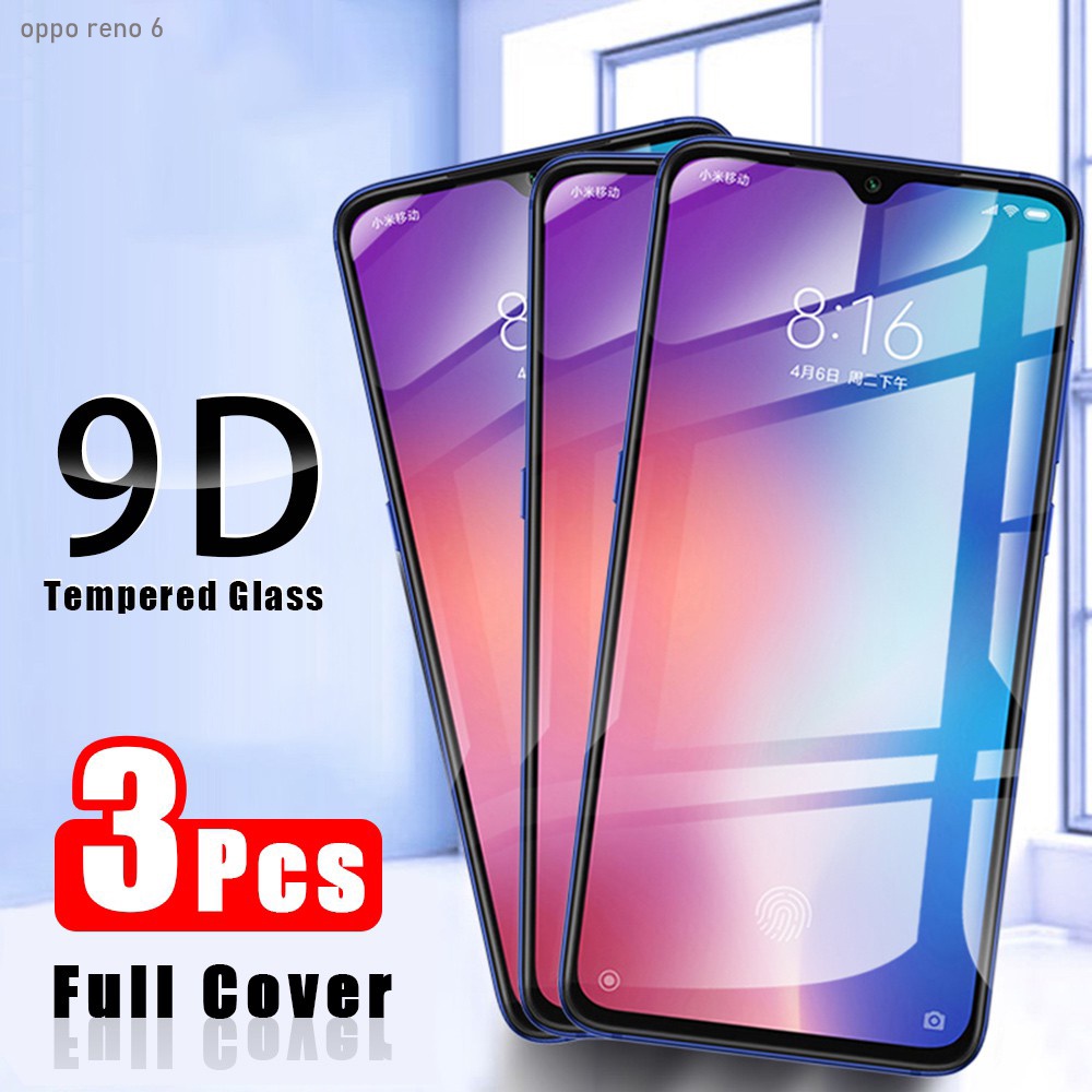 3 ชิ้น OPPO R9 R9S R15 Pro Reno 2 2F 3 4 4F 5 5F 6Z 6 7 8 8Z 7Z 4G 5G ฟิล์มกระจกนิรภัย เต็มจอ 9D สำห