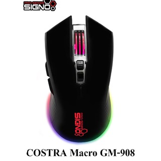 SIGNO GM-908 เมาส์ เมาส์มาโคร COSTRA Macro Gaming Mouse Macro (Black) ของแท้ รับประกัน1ปี