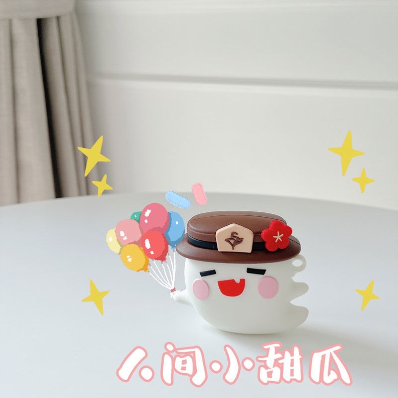 Airpods 4 กรณีเกม Genshin Impact น่ารัก Ghost Hutao สําหรับ airpods 1 2 3 pro ฝาครอบหูฟังไร้สายบลูทูธนุ่มฝาครอบป้องกัน