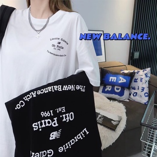 เสื้อยืดแขนสั้น พิมพ์ลายโลโก้ตัวอักษร N&amp;B เข้ากับทุกการแต่งกาย แฟชั่นเรียบง่าย สําหรับคู่รัก