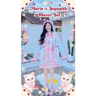 Maria Diamond x Supapith Blazer Set เซ็ตสูทและเดรสแขนกุดพิมพ์ลายน้องแมวสุดน่ารัก ดีไซน์พิเศษกับการ Collab กัน