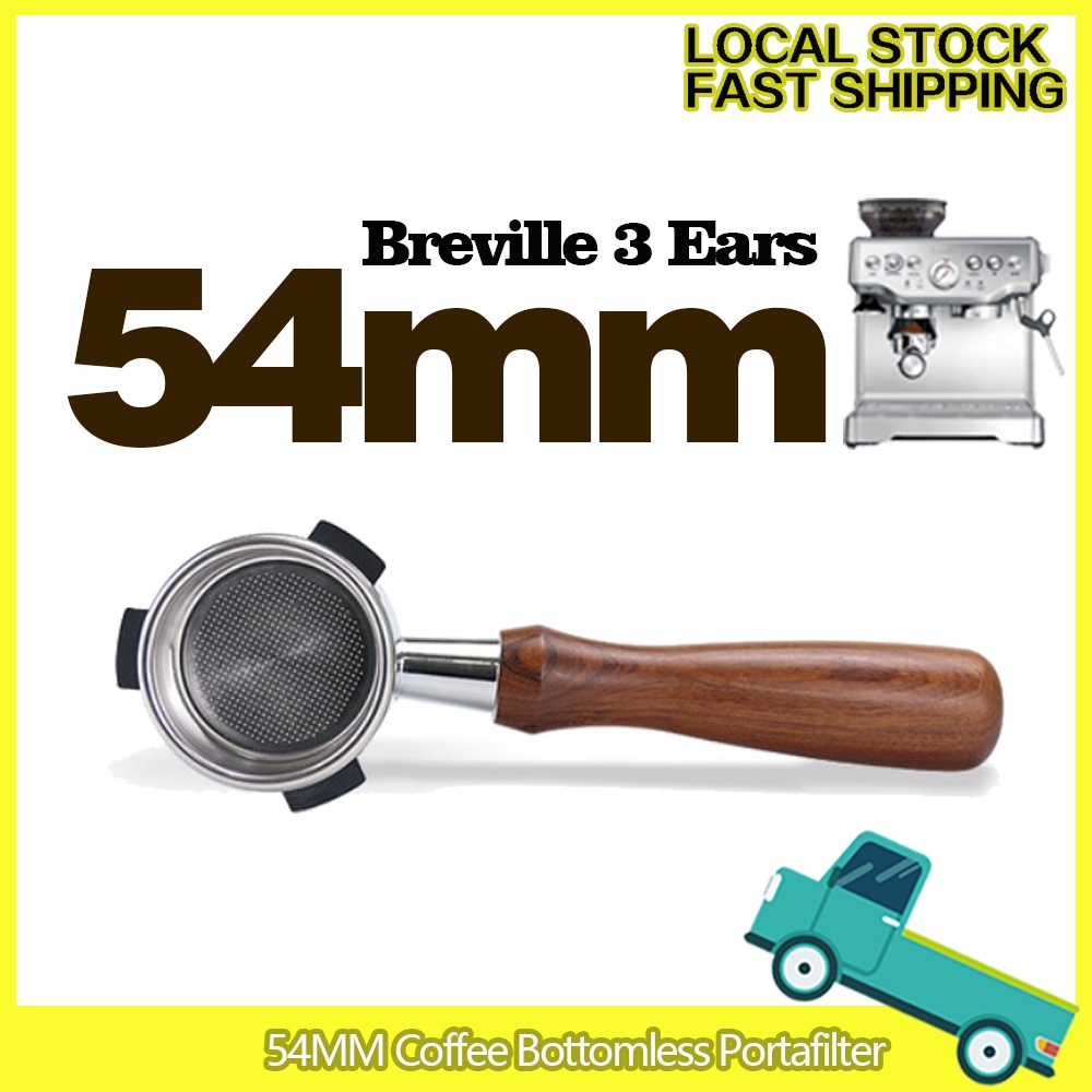 Breville 54mm Bottomless Portafilter พร้อมด้ามไม้สําหรับเครื่องชงกาแฟเอสเปรสโซ
