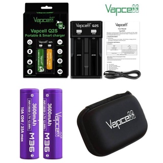 Vapcellของแท้100%เครื่องชาร์จพร้อมถ่าน[Vapcell M36 3600mAh ได้ถ่าน2ก้อน+เครื่องชาร์จQ2S]