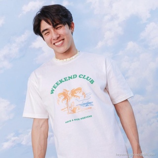 GP [ ซื้อ 2 ลดเพิ่ม 5% ] WEEKEND CLUB Oversize White F -  เสื้อยืด โอเวอร์ไซส์ ผ้าคอตตอนแท้100% S M L