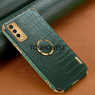 เคส Vivo S1 Pro เคส Vivo S15 Pro เคส Vivo Y7S เคส Vivo Y9S เคส Vivo Y51S Case Vivo Y50T Case Vivo Y70S Case Vivo Y70T Case Vivo Z5 Case Vivo V21E 5G Crocodile Pattern Leather Ring Phone Case โทรศัพท์มือถือ ลายหนังจระเข้ พร้อมแหวนนิ้ว สําหรับ