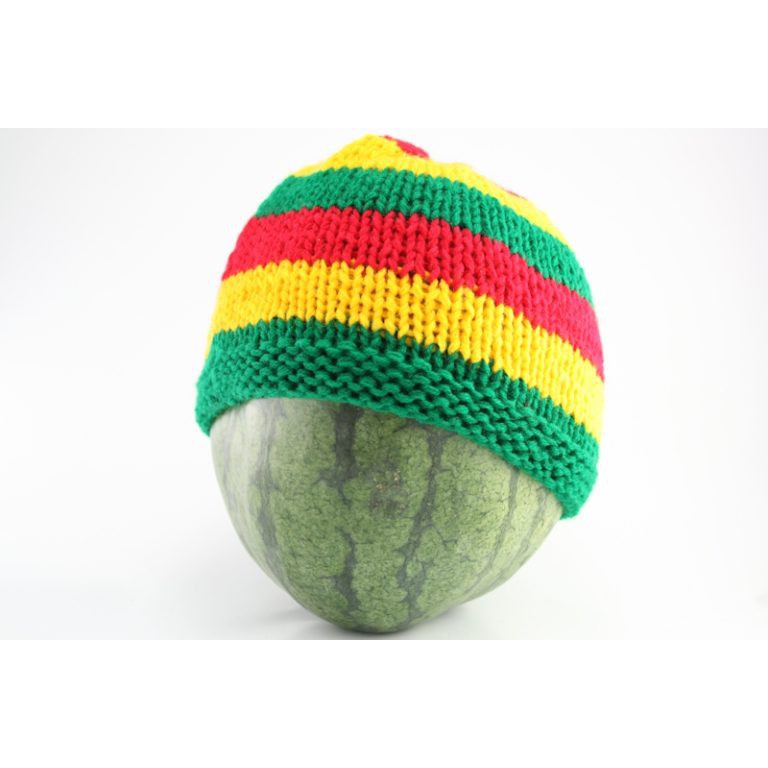 สินค้าราสต้า Beanie Short Large Stripes Red Green Yellow หมวกนิตตี้งราสต้าแบบสั้นสีสด RASTA SHORT BE