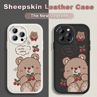 สําหรับ Realme C35 C31 C25 C25S C25Y C21 C21Y C20 20A C17 C12 C11 C1 2021 เคสน่ารักการ์ตูน(เชอร์รี่แบร์)หนังนิ่มฝาหลังซิลิโคนเหลวการป้องกันกล้องเคสโทรศัพท์