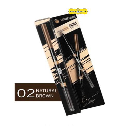 เขียนคิ้ว SIVANNA Crayon Eyebrow Pencil HF206 เบอร์-02 Natural Brown (1แท่ง)
