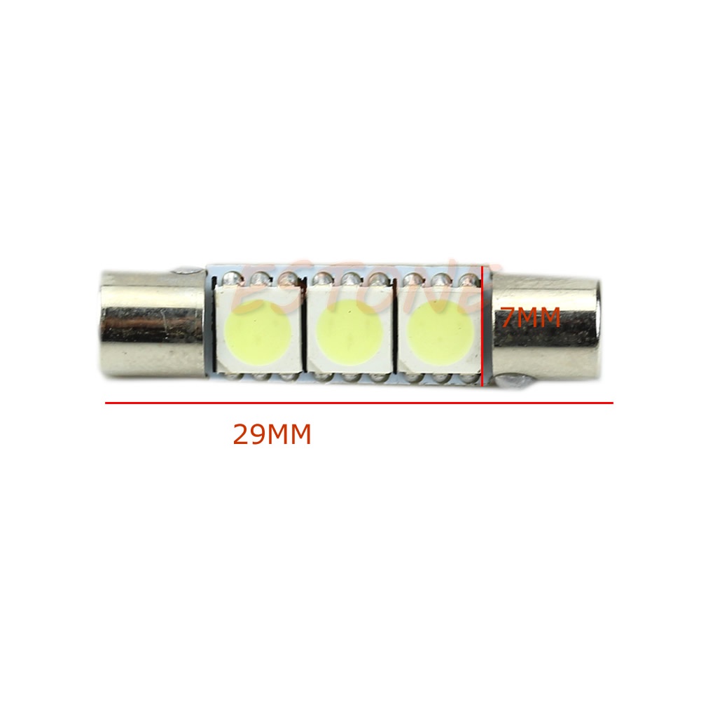 YO ยานยนต์สําหรับบังแดดกระจกโต๊ะเครื่องแป้งฟิวส์หลอดไฟ LED T6 5050 29 มม. 3-SMD หลอดไฟ LED