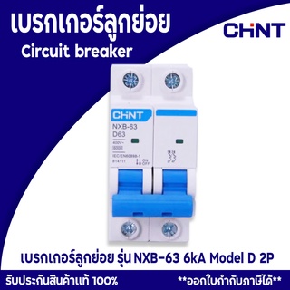 เบรกเกอร์ CHINT ลูกย่อยเซอร์กิตเบรกเกอร์ เบรกเกอร์ลูกย่อย รุ่น NXB-63 2P 6kA Model D Miniature circuit breaker 2P 6kA