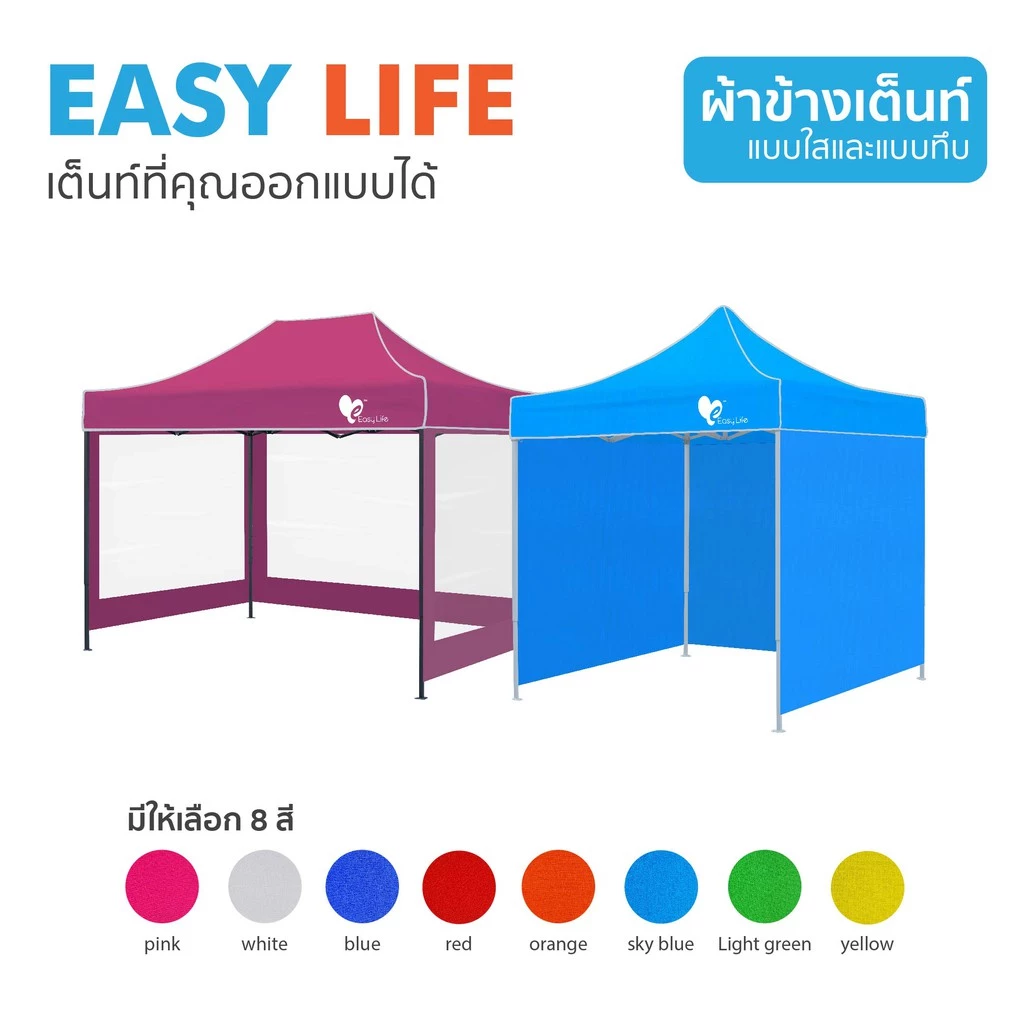 ผ้าปิดข้างเต็นท์พับ 1 ด้าน แบบใส กันน้ำกันฝุ่น ขนาด 2x2 / 3x3 thumbnail 5