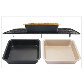 ถาดอบบราวนี่ ถาดอบขนมสี่เหลี่ยม Non-Stick สีทอง และสีดำ