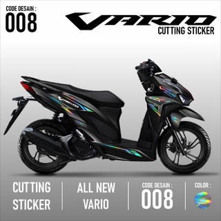 สติกเกอร์เลเซอร์โฮโลแกรม สีทอง อุปกรณ์เสริม สําหรับรถจักรยานยนต์ Honda Vario New Schotlite Cut Sticker Striping Lis Vario 150 &amp; 125-Motor Chrome Mc08