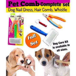 Pet Comb Complete Set ชุดตัดเล็บสนัข ครบเซทพร้อมแปรงขน นกหวีด