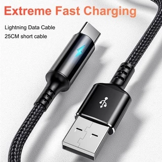 Ankndo สายชาร์จ USB Type C แบบสั้น 25 ซม. พร้อมไฟแสดงสถานะ สําหรับ Samsung Android 2.4A