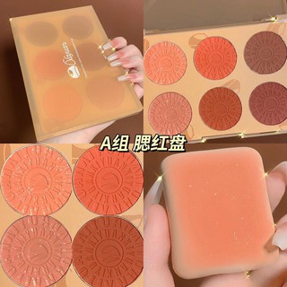 CHESTNUT SIX-COLOR BLUSH POWDER TRAY X1027 XI YUAN ปัดแก้ม 6 เฉดสีในตลับเดียว