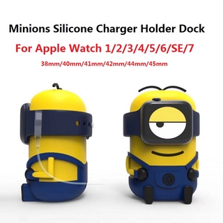 Cute Carton Minions Silicone Charger Dock Stand Holder For Apple Watch Ultra 49mm se Series 8 7 6 1 2 3 4 5  41mm 45mm 38mm 40mm 42mm 44mm Charger Dock