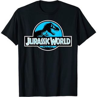 เสื้อยืด พิมพ์ลายโลโก้ Jurassic World Blue Hue Fossil Silhouette สําหรับผู้ชาย