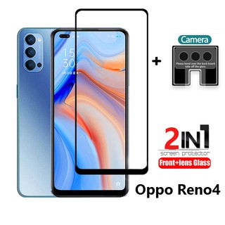 2 - In - 1 ฟิล์มกระจกนิรภัยเต็มจอ ด้านหน้าและด้านหลัง สำหรับ Oppo Reno 4 Reno4 OppoReno4