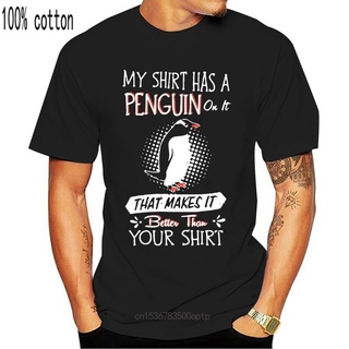 [COD]เสื้อยืด พิมพ์ลายการ์ตูนเพนกวิน My Has A Penguin แบบเข้ารูป สไตล์ยุโรปS-5XL