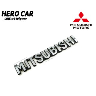 โลโก้ LOGO MITSUBISHI สีเงินขอบดำ ตัวเก่า ติดท้ายรถยนต์ MITSUBISHI